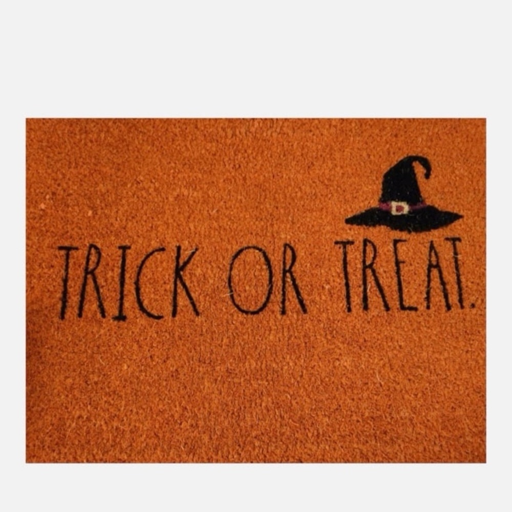 Rae Dunn Orange TRICK OR TREAT Witch’s Hat Heavy Duty Outdoor Doormat